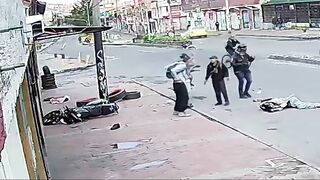 Taxi Causes Frweaky Accident In Bogota