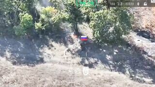 Katsap cuts his throat with a knife after Ukrainian drone bombings