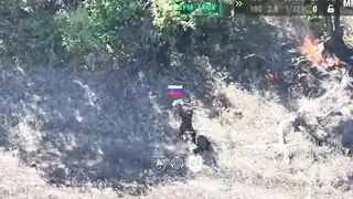 Katsap cuts his throat with a knife after Ukrainian drone bombings