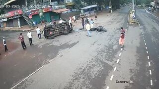 CCTV Captures Terrifying Bike-Jeep Collision A Intersection