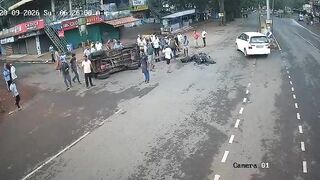 CCTV Captures Terrifying Bike-Jeep Collision A Intersection