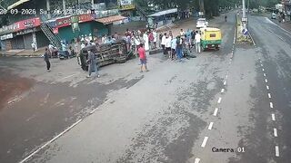 CCTV Captures Terrifying Bike-Jeep Collision A Intersection