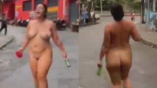 Crazy Favela Woman Walks Fully Naked