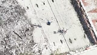 Ukainian drone destroyed pedoruzzian drone waving Vlasov's flag