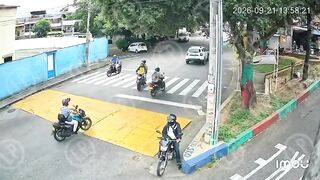 Motorcyclist Stops To Check His Phone, Second Later The Hitman Appears