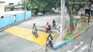 Motorcyclist Stops To Check His Phone, Second Later The Hitman Appears