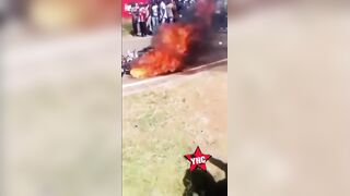 Two Motorcycle Thieves Burned Alive By Angry Mob
