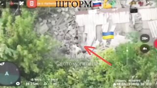 Ukr soldier gets stuck and drone seizes the opportunity.