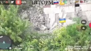 Ukr soldier gets stuck and drone seizes the opportunity.