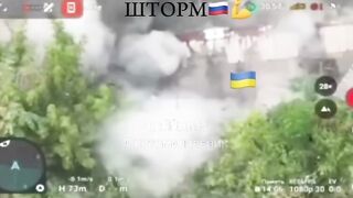 Ukr soldier gets stuck and drone seizes the opportunity.