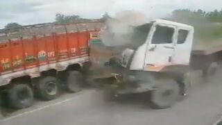 Moment Of Brutal Head On Crash That Left Two Truckers Dead