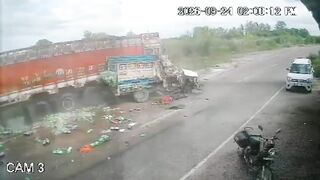 Moment Of Brutal Head On Crash That Left Two Truckers Dead