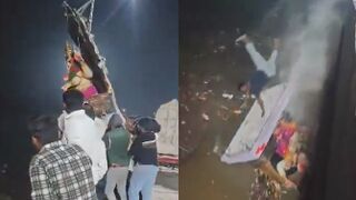 LOL Man Falls from Flyover During Ganesh Idol Immersion