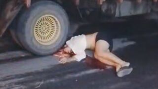 Woman Riding Moped Hit The Pothole, Fell And Was Killed By Truck In Indonesia