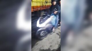 Woman Riding Moped Hit The Pothole, Fell And Was Killed By Truck In Indonesia