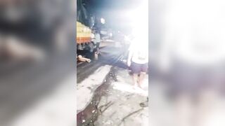 Woman Riding Moped Hit The Pothole, Fell And Was Killed By Truck In Indonesia