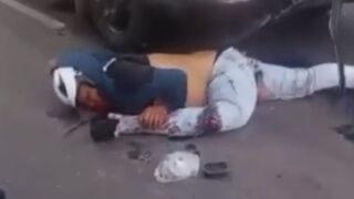 Last Seconds  Of Venezuelan Biker After A Traffic Accident