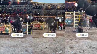 The bullfighter was driven into the ground like a pile driver.