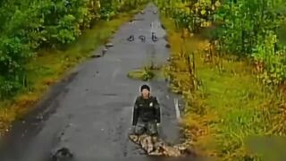 UA drone forced a Russhit to his knees.