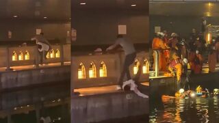 Japanese Man Gets Beaten and Trampled into the River