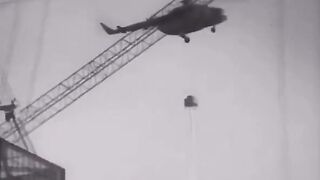 CLASSIC:Helicopter crashing over the core of Chernobyl reactor (Oct, 1986)