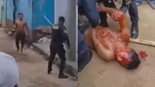 Intoxicated Man With Machete VS Police In Guatemala