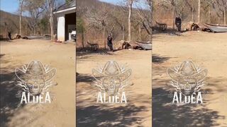 A member of a rival cartel is shot with a .50-caliber gun as he cries for mercy