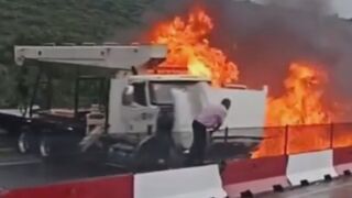 Inferno Crane: Fiery Crash On Mexican Highway