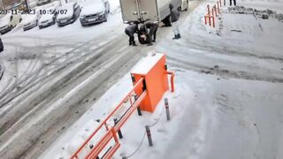 CLASSIC Russian man crushed by reversing truck
