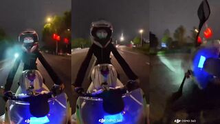 A female motorcyclist was deliberately run over and killed by a truck