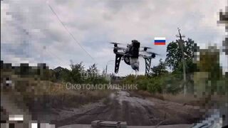 Dashcam records the arrival of the drone.