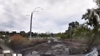 Dashcam records the arrival of the drone.