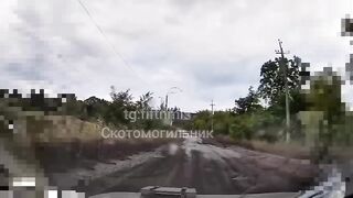 Dashcam records the arrival of the drone.
