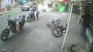 Motorcyclist Gets Knocked Out By Speeding Bus