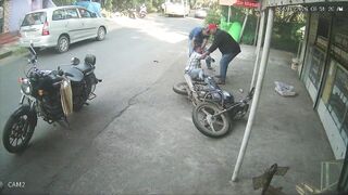 Motorcyclist Gets Knocked Out By Speeding Bus