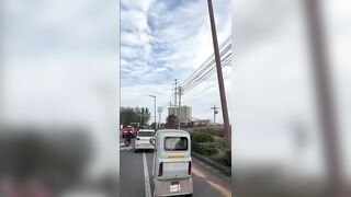 Wasted Man Climbs On The Pole And Contacts Live Wire