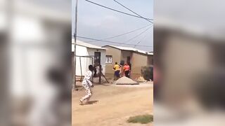 Cable Thief Set On Fire By Locals (Short Video)