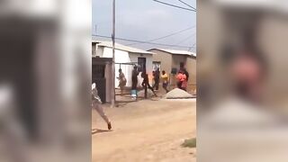 Cable Thief Set On Fire By Locals (Short Video)