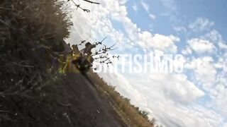 Russhit squeals like a pig after being hit by a drone.
