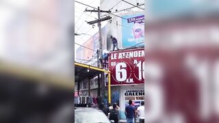 Worker Suffers Electric Shock During Advertising Installation