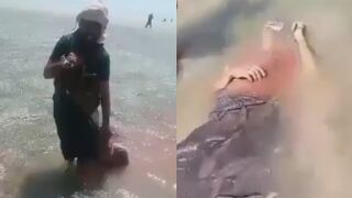 Saudi Backed Mercenary Mutilating Body of Killed Houthi Rebel