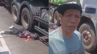 Trucker Freaks Out After Crushing A Female Honda Rider