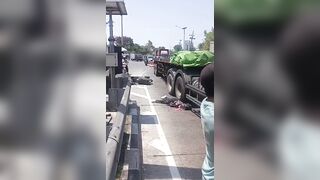 Trucker Freaks Out After Crushing A Female Honda Rider
