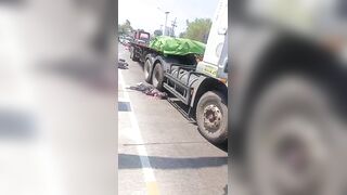 Trucker Freaks Out After Crushing A Female Honda Rider