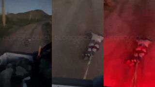 Cartel member dragging his opp by pickup truck