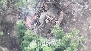 Katsap pissing on burning cannoon, dropping soil without result
