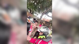 Dude Stripped And Punished For Trying To Rob A Delivery Man`s Motorcycle