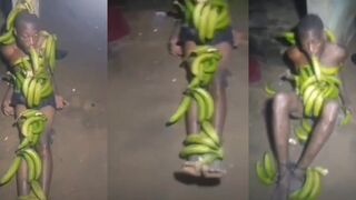 Thief Forced To Suck Bananas He Stole