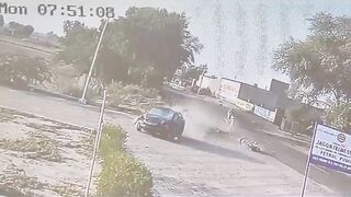 Speeding Car Flips After Blasting Biker 15 Feet Into Air In Deadly Crash