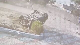 Speeding Car Flips After Blasting Biker 15 Feet Into Air In Deadly Crash